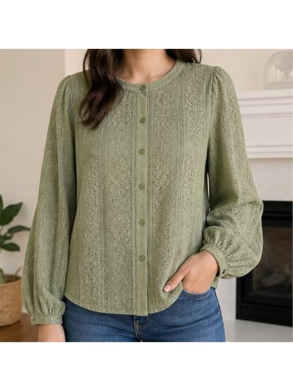 Sage Puff Sleeve Top